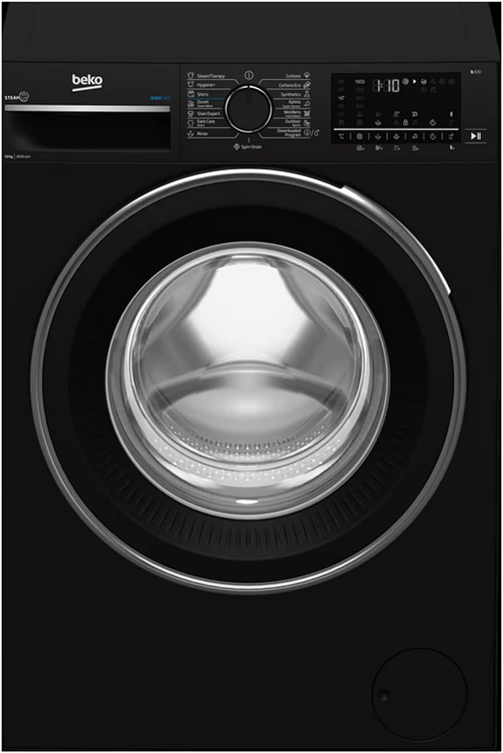 بيكو غسالة ملابس فول أوتوماتيك 10 كيلو 1600 لفة ديجيتال بالبخار انفرتر اسود B3WFU501040BCI