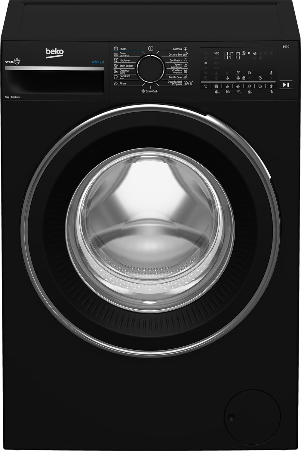 بيكو غسالة ملابس فول أوتوماتيك 9 كيلو 1400 لفة ديجيتال بالبخار اسود B3WFU50940BCI