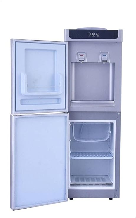 مبرد مياه بيرجن بحنفيتين بارد-ساخن ، استانلس ستيل، بثلاجة وفريزر، تصميم ابواب ميتاليك، موديل BYB87 - احمر