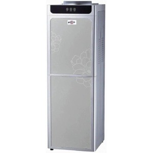 مبرد مياه بيرجن بحنفيتين بارد-ساخن ، استانلس ستيل، بثلاجة وفريزر، تصميم ابواب ميتاليك، موديل BYB87 - سيلفر