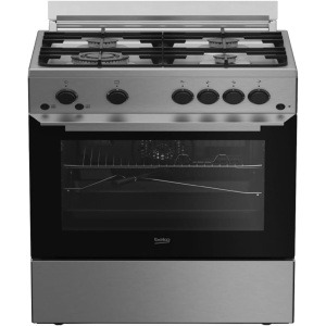 BEKO GAS COOKER 4 BURNERS 60 CM WITH FAN STAINLESS STEEL BLACK FSHT61111GX