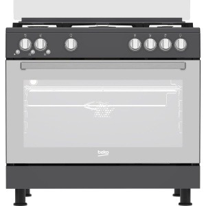 بيكو بوتاجاز غاز - 90 سم - 5 شعلات - مروحة تبريد امنة بالكامل + مروحة طبخ + ستانلس غامق + دعم مقلاة مصبوبة (GGR 15115 DX NA)