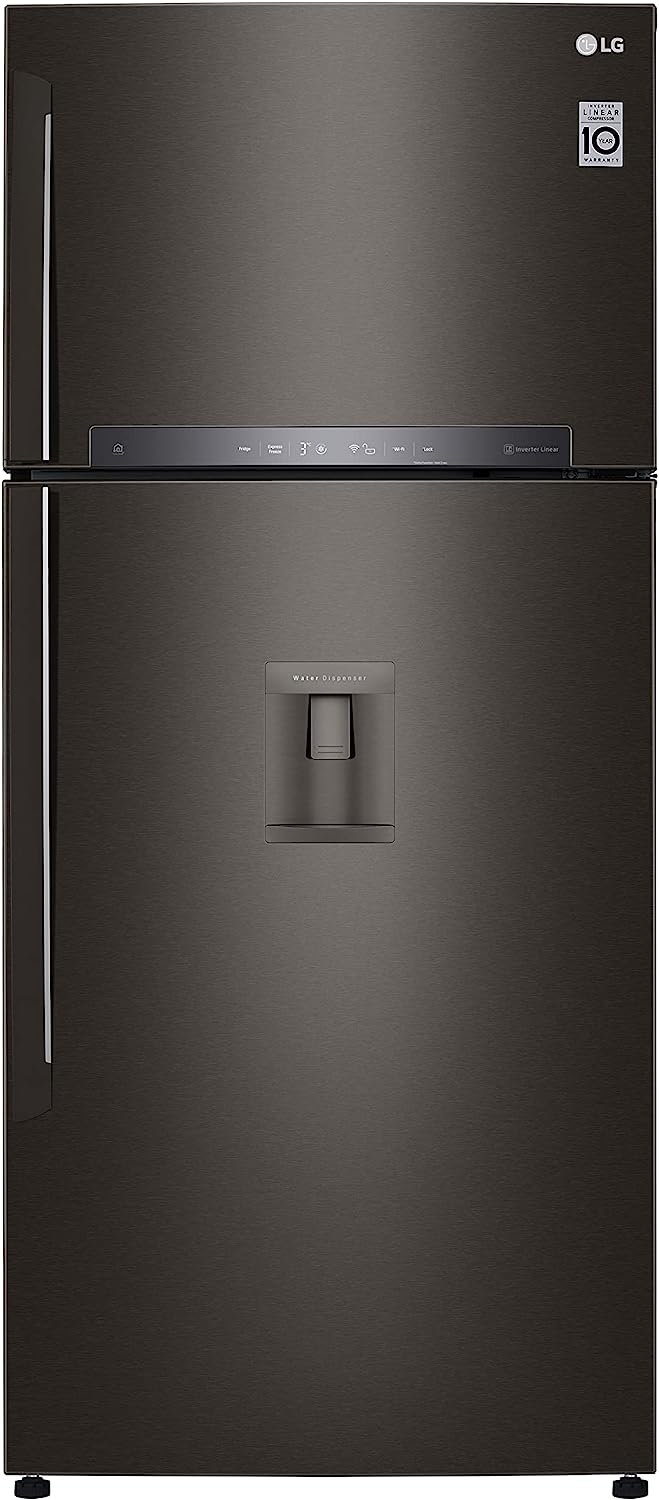 ثلاجه ال جى نوفروست، 500 لتر، بموتور انفرتر ، اسود - GN-F722HXHL