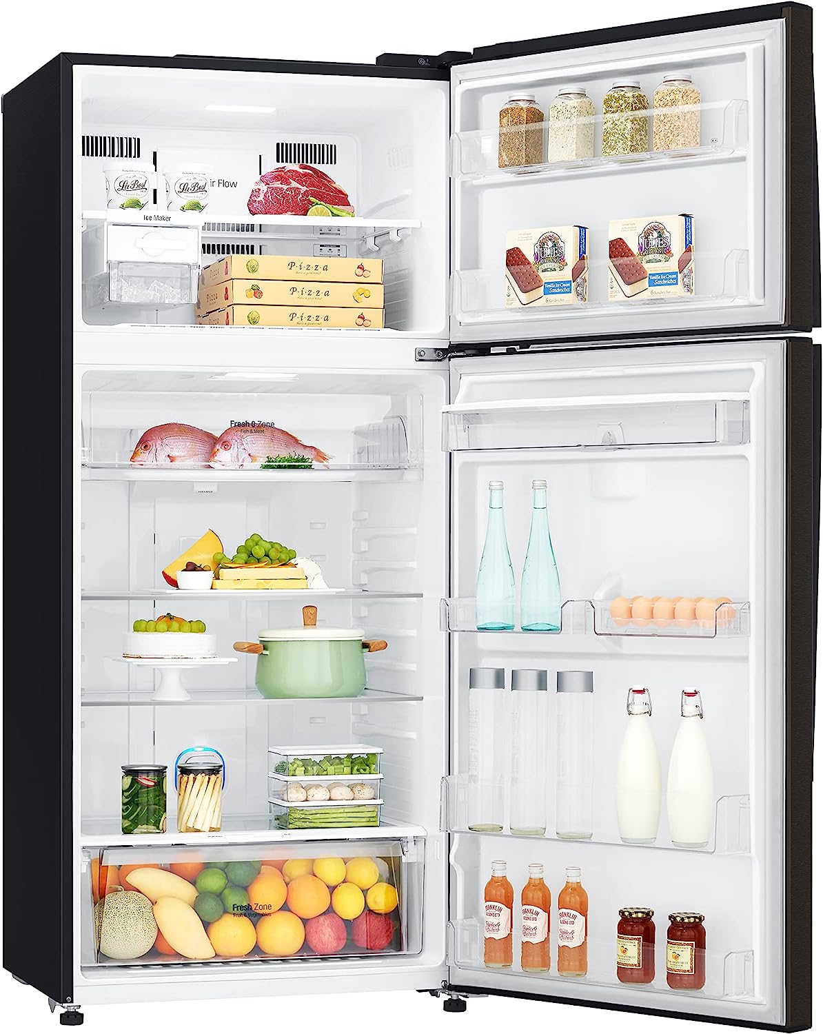 ثلاجه ال جى نوفروست، 500 لتر، بموتور انفرتر ، اسود - GN-F722HXHL - الصورة 3