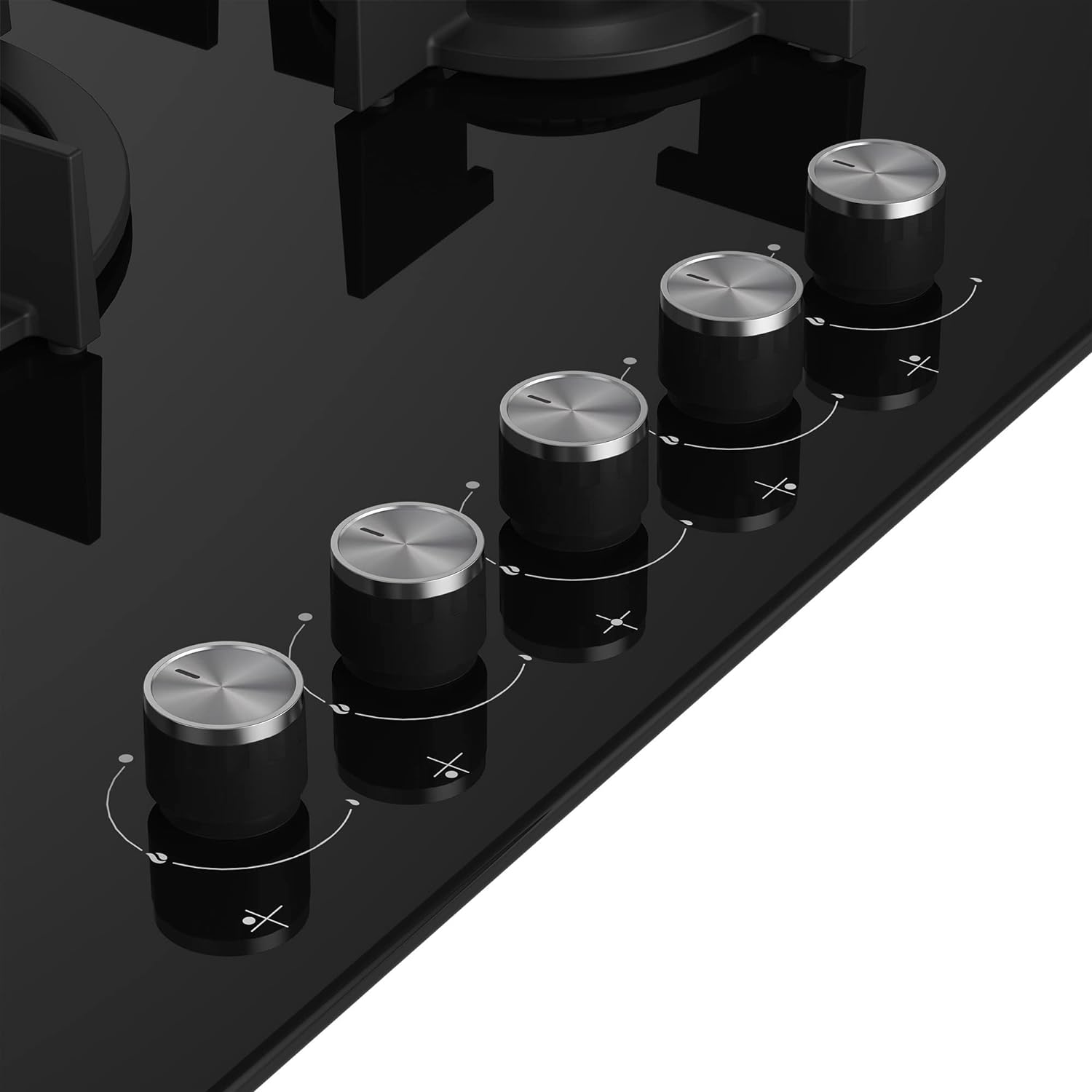 Beko HILW 75222 S Gas hob 75 cm - crystal 4 burners 1 wok - Image 3