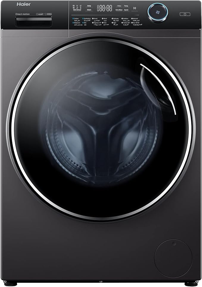 غسالة ملابس هاير بموتور إنفرتر الدفع المباشر، 10.5 كجم، فضي - HW100-B14979S8
