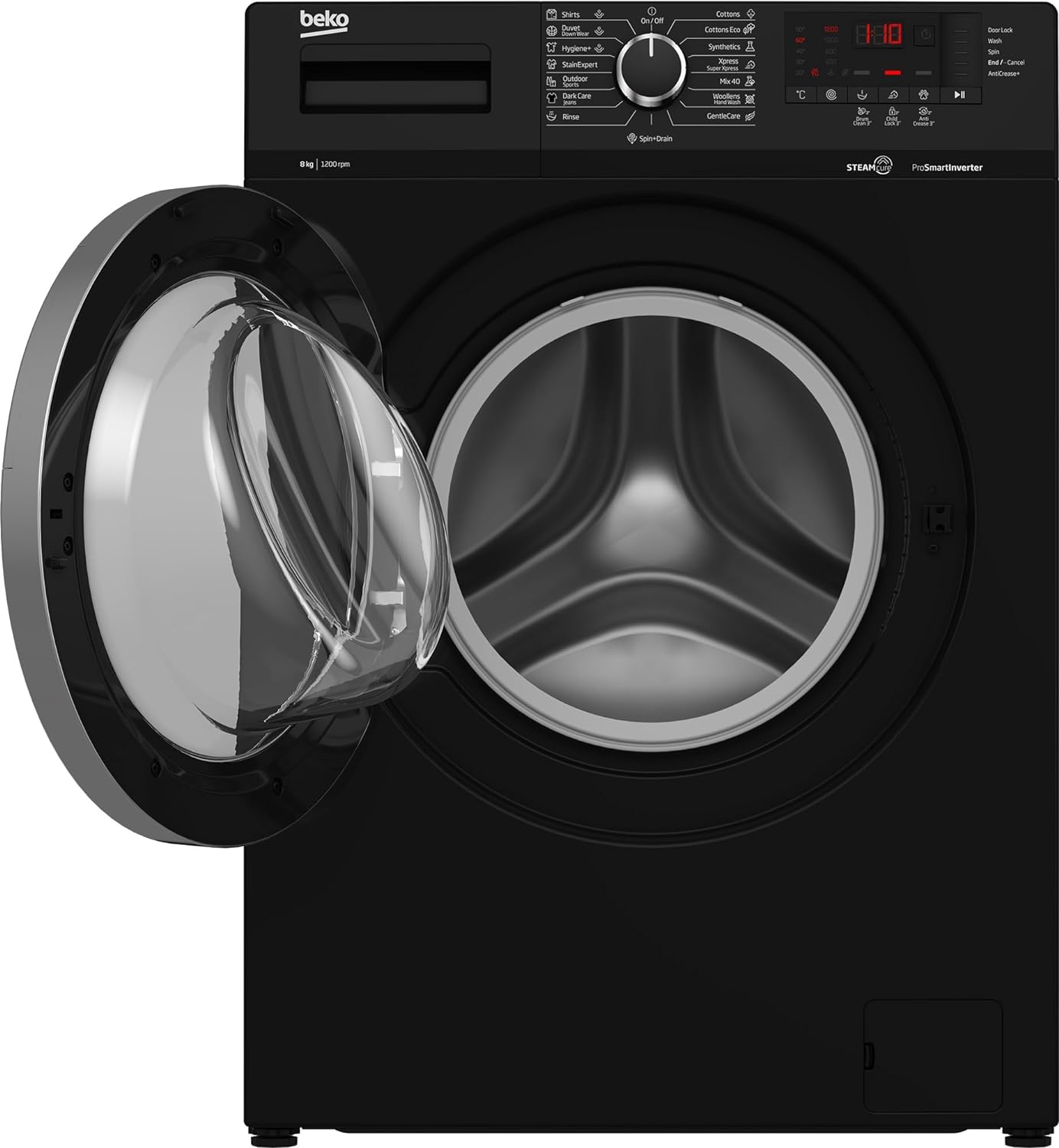 بيكو غسالة ملابس فول أوتوماتيك 8 كيلو 1200 لفة انفرتر اسود WTV 8612 XBCI - الصورة 3