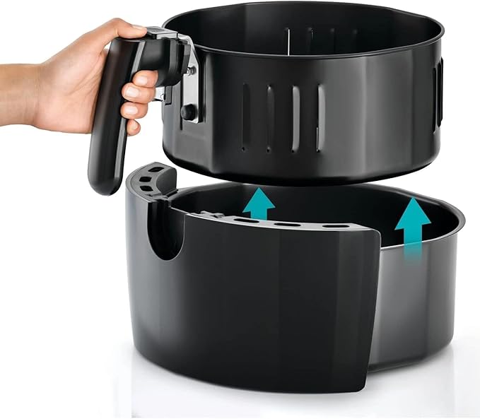 قلايه هوائية رقمية كبيرة الحجم مع دورة هواء ساخن للقلي بقدرة 1800 واط وسعة 5.6 لتر/ 1.5 كيلوجرام وجهد 220 فولت و50 هرتز من بلاك اند ديكر، لون أسود موديل AF625-B5 - الصورة 3