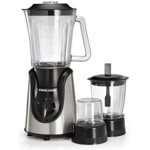 بلاك اند ديكر خلاط زجاجي مع مطحنة ومفرمة 600 واط  - ابيض واسود، BX600G-B5