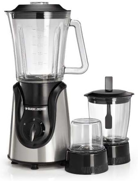 بلاك اند ديكر خلاط زجاجي مع مطحنة ومفرمة 600 واط - ابيض واسود، BX600G-B5