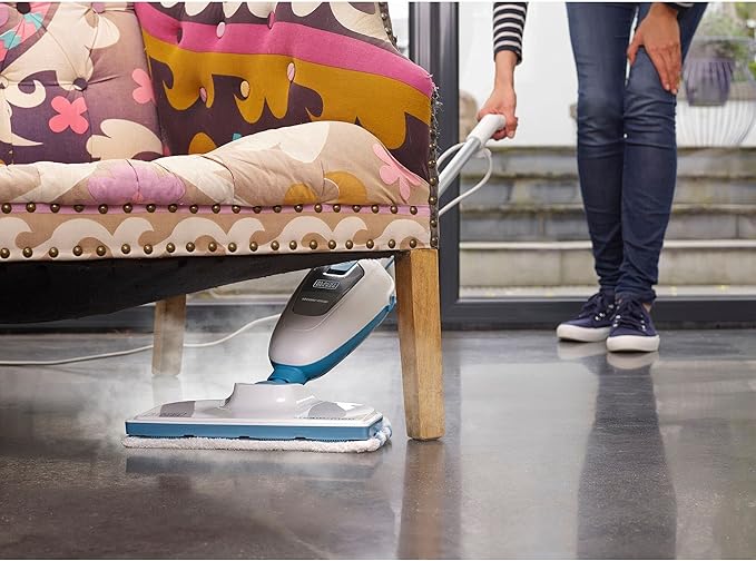 بلاك + ديكر ممسحة للتنظيف بالبخار ، 1300 واط ، ابيض / ازرق - FSM13E1 - الصورة 2