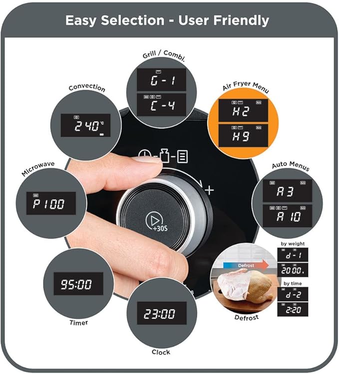 فرن ميكروويف بلاك+ديكر ديجيتال 4 في 1 مع مقلاة هوائية، شواية وحرارة، 29 لتر، أسود - MZAF2910-B5، - الصورة 3