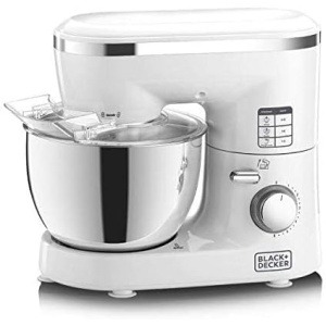 Black & Decker 1000W Stand Mixer, White/Silver - Sm1000-B5, Mixed Material-2 YEARS WARRANTY