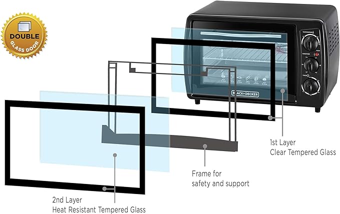 بلاك اند ديكر فرن كهربائي 19 لتر أسود موديل TRO19RDG - الصورة 2