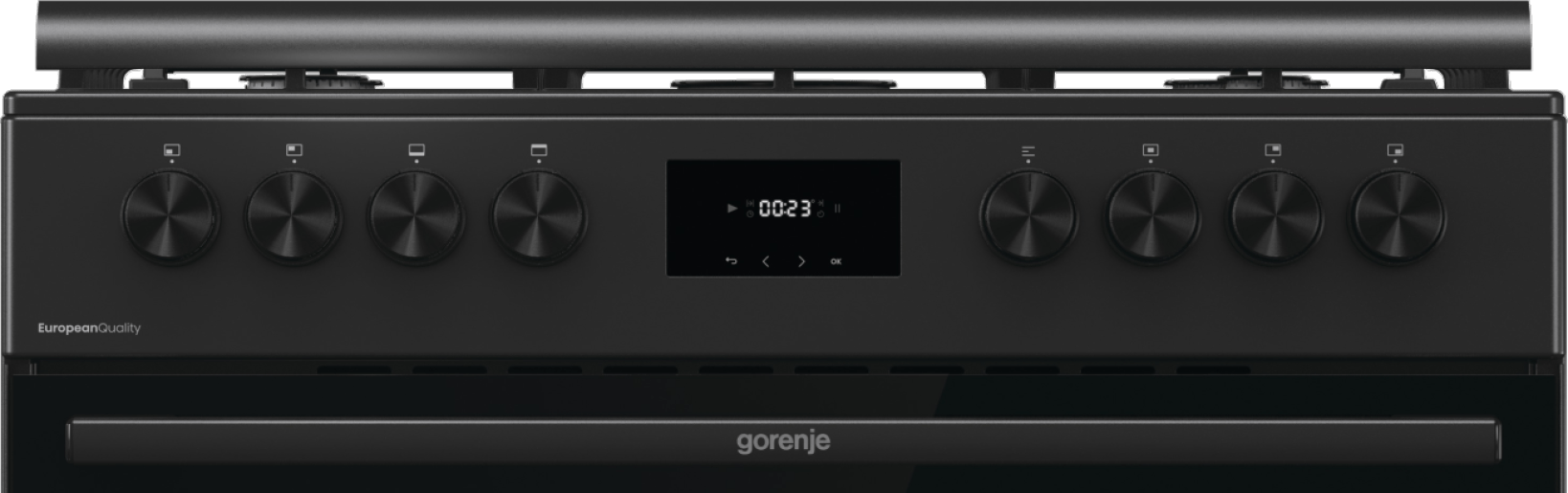 بوتجاز غاز 90 سم اسود، 5 شعلات غاز، فرن بسعة صافية 92 لتر مع مروحتين و جوانب كاتليتك، حوامل زهر، وظيفة المقلاه الهوائية - GGI9C20B - الصورة 3