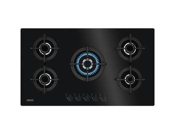 زانوسي بوتاجاز مسطح بيلت ان 5 شعلة حوامل زهر - أمان كامل زجاج أسود غاز - ZGO98520BA