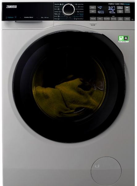 غسالة اوتوماتيك تحميل امامي بموتور انفرتر وتقنية Pro-Steam من زانوسي ZW8F1168MS، 10 كجم - فضي