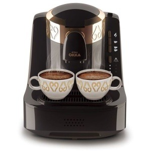 ارزوم اوكا - ماكينة قهوة تركى بـــــ وش - اسود/نحاسى - OK001