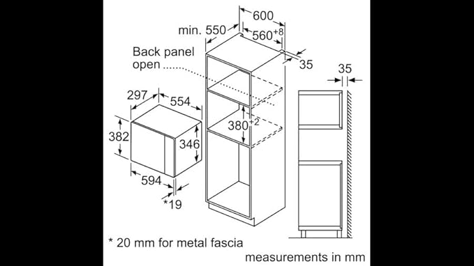 بوش ميكروييف بلت ان 60*35 سم لون أسود BFL524MB0 - الصورة 3