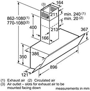 بوش شفاط مطبخ 90 سم ثلاث سرعات بقوة 629 متر مكعب/ ساعة زجاج شفاف أسود DWK095G60 - الصورة 5