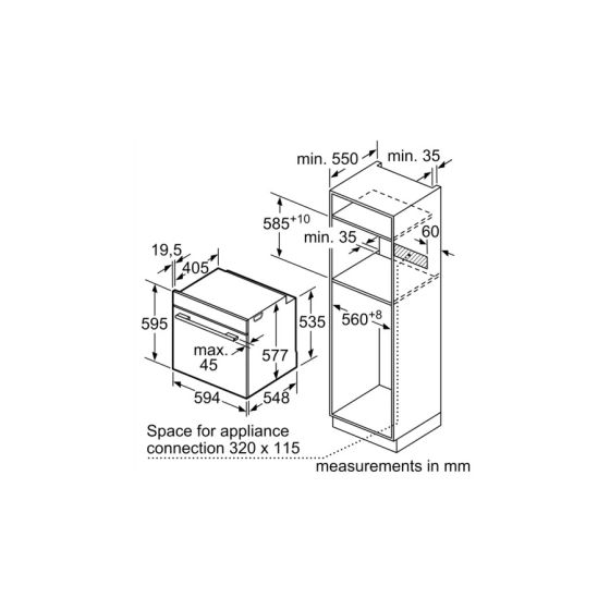 بوش فرن 60 سم 70 لتر بلت ان كهرباء استانلس ستيل HBG635BS1 - الصورة 7