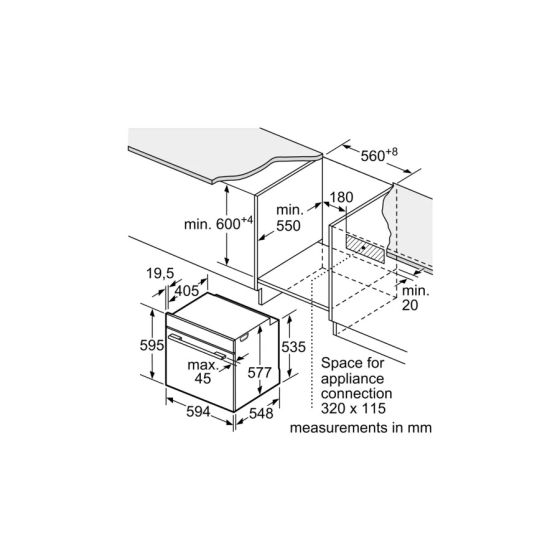 بوش فرن 60 سم 70 لتر بلت ان كهرباء استانلس ستيل HBG635BS1 - الصورة 8