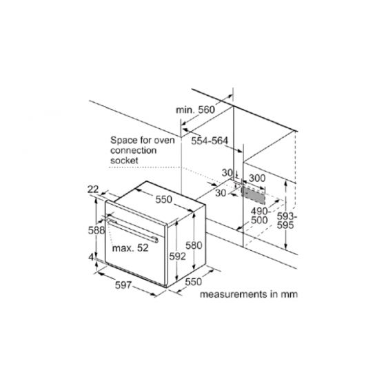 بوش فرن 60 سم بلت ان غاز بالشواية ستانلس ستيل HGL10E150 - الصورة 2