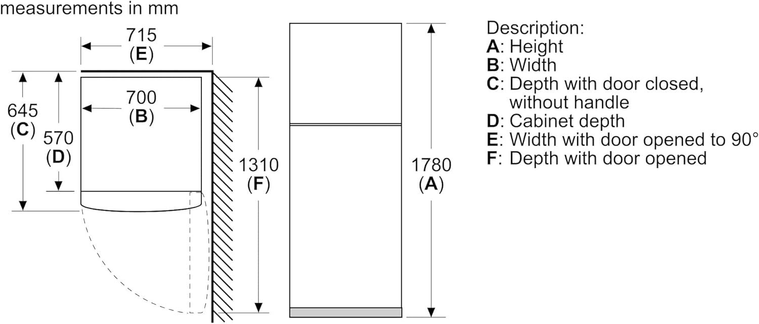بوش لوتس ثلاجة نوفروست 365 لتر لون انوكس KDN43NL2E8 - الصورة 7
