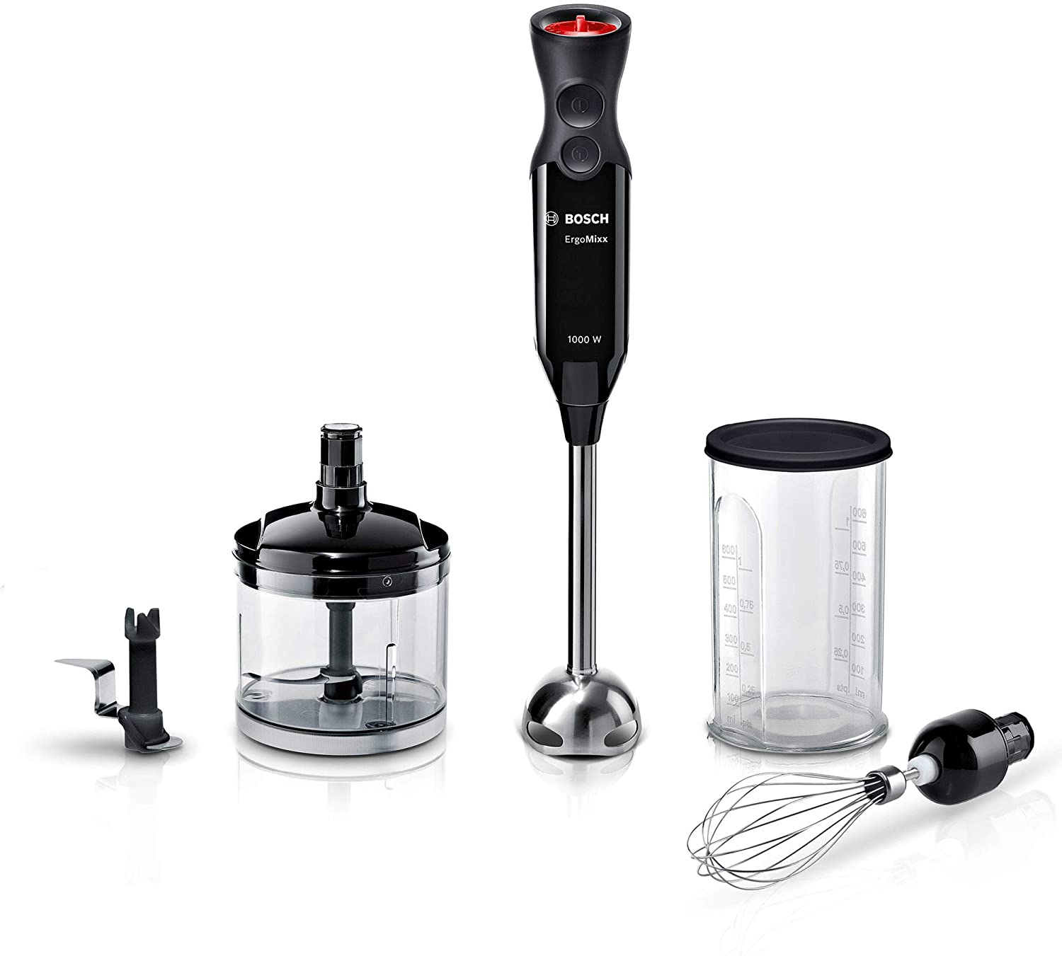 بوش خلاط يدوي MS61B6170، ارجوميكس، 1000 وات، لون اسود مع مفرمة