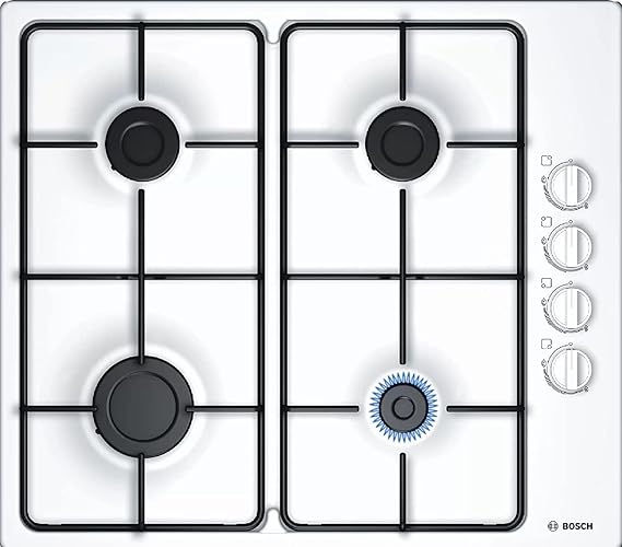 BOSCH GAS HOB 4 BURNER 60 CM WHITE SIDE CONTROL PBP6C2B80O