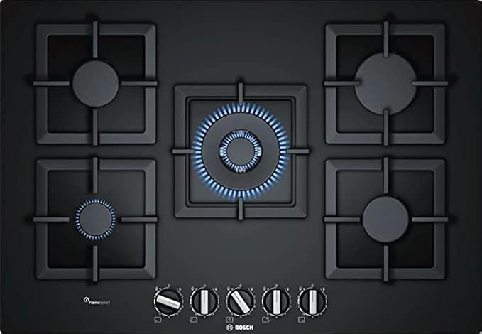 BOSCH GAS HOB 5 BURNERS 75 CM HARD GLASS BLACK PPQ7A6B20