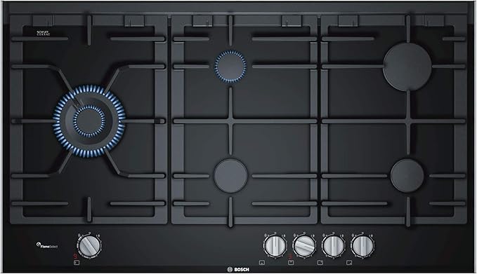 بوش مسطح غاز بلت إن 5 شعلة 90 سم لون أسود سيراميك PRS9A6D70