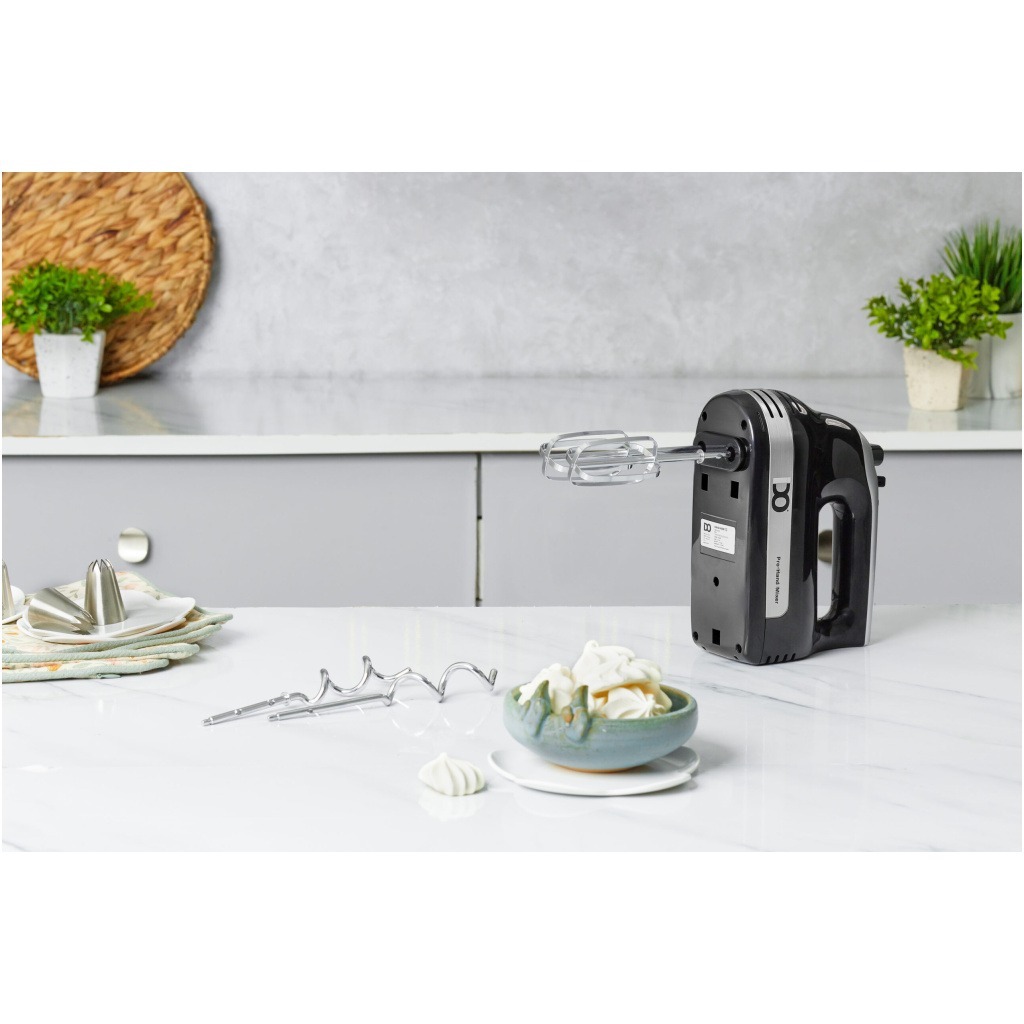 خلاط يدوي IDO، 500 واط، 5 سرعات، أسود - HM500-BK - الصورة 2