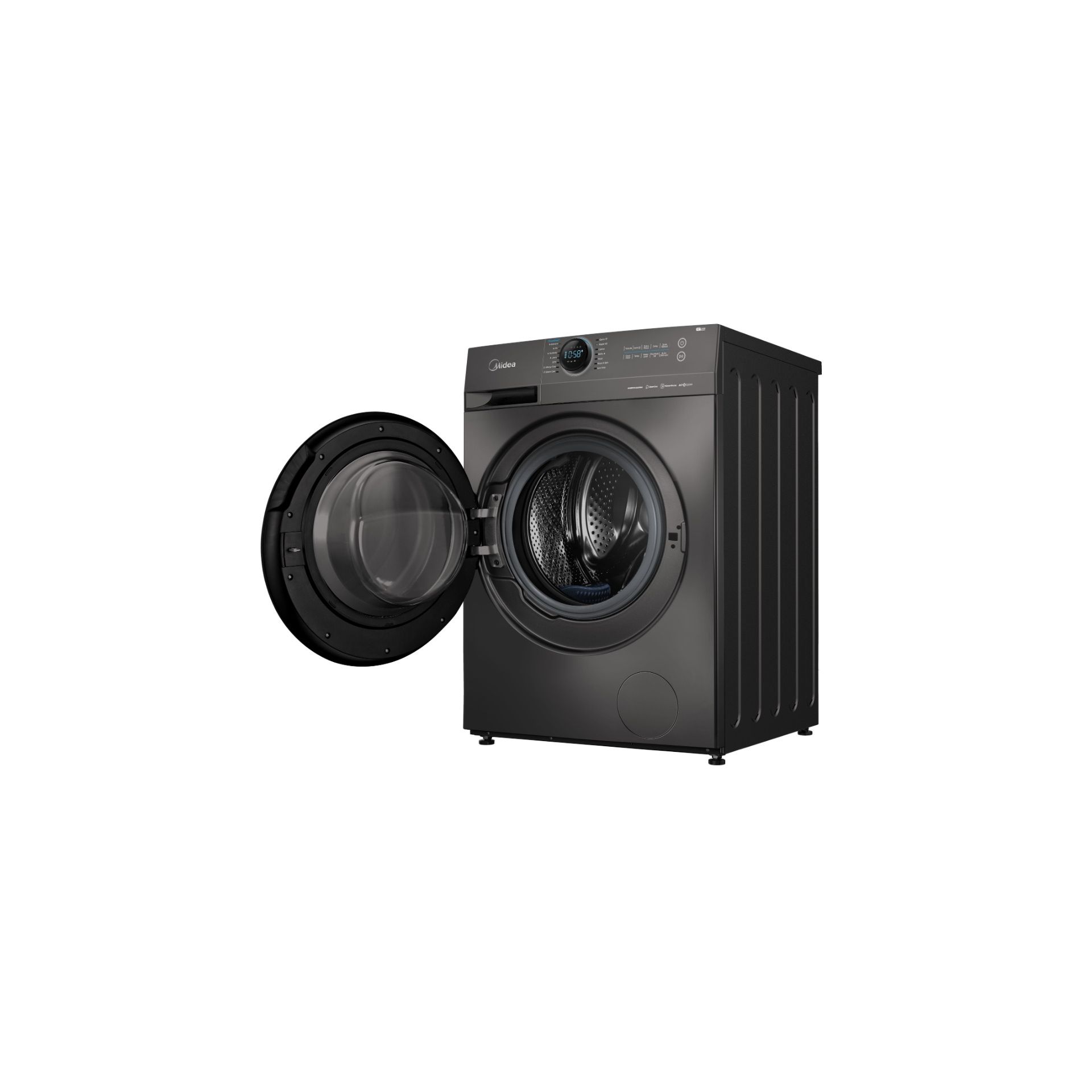 غسالة ملابس ميديا فول اوتوماتيك بتقنية الانفرتر، تحميل امامي، 9 كجم، فضي تيتانيوم - MF200W90B/TT - الصورة 3