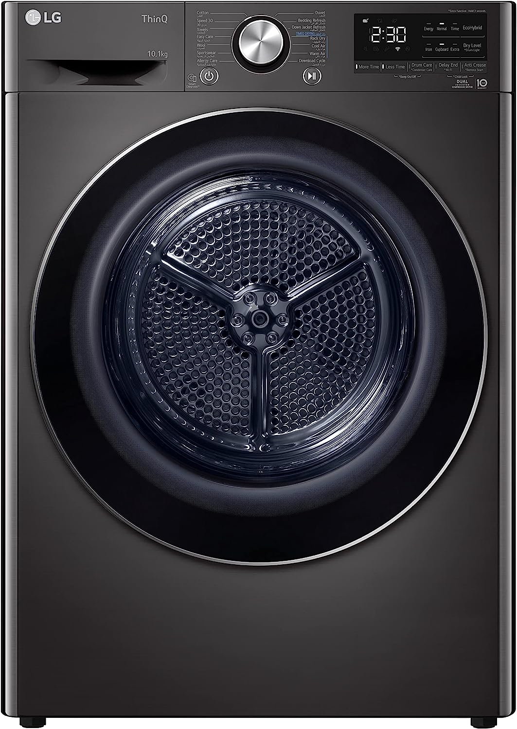 ال جي مجفف ملابس تحميل امامي ديجيتال، 10.1 كجم، اسود ستيل - RH10V9JV2W