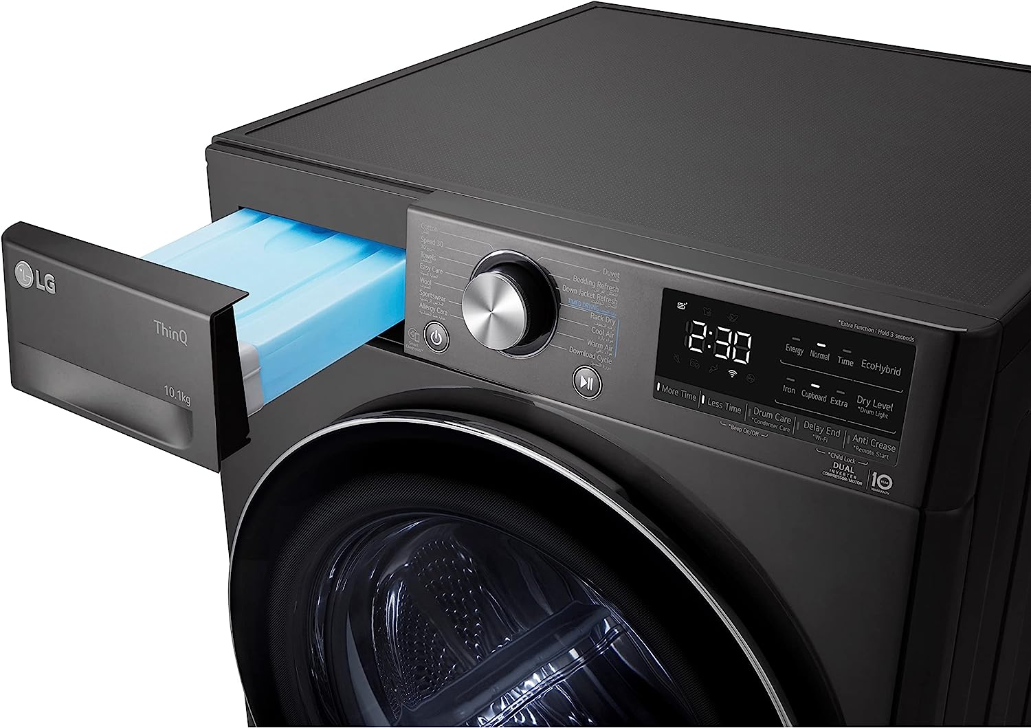 ال جي مجفف ملابس تحميل امامي ديجيتال، 10.1 كجم، اسود ستيل - RH10V9JV2W - الصورة 4