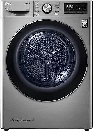 ال جي مجفف ملابس بالمكثف تحميل امامي ديجيتال، 10.1 كجم، 14 برنامج، واي فاي، بلاتينيوم - RH10V9PV2W