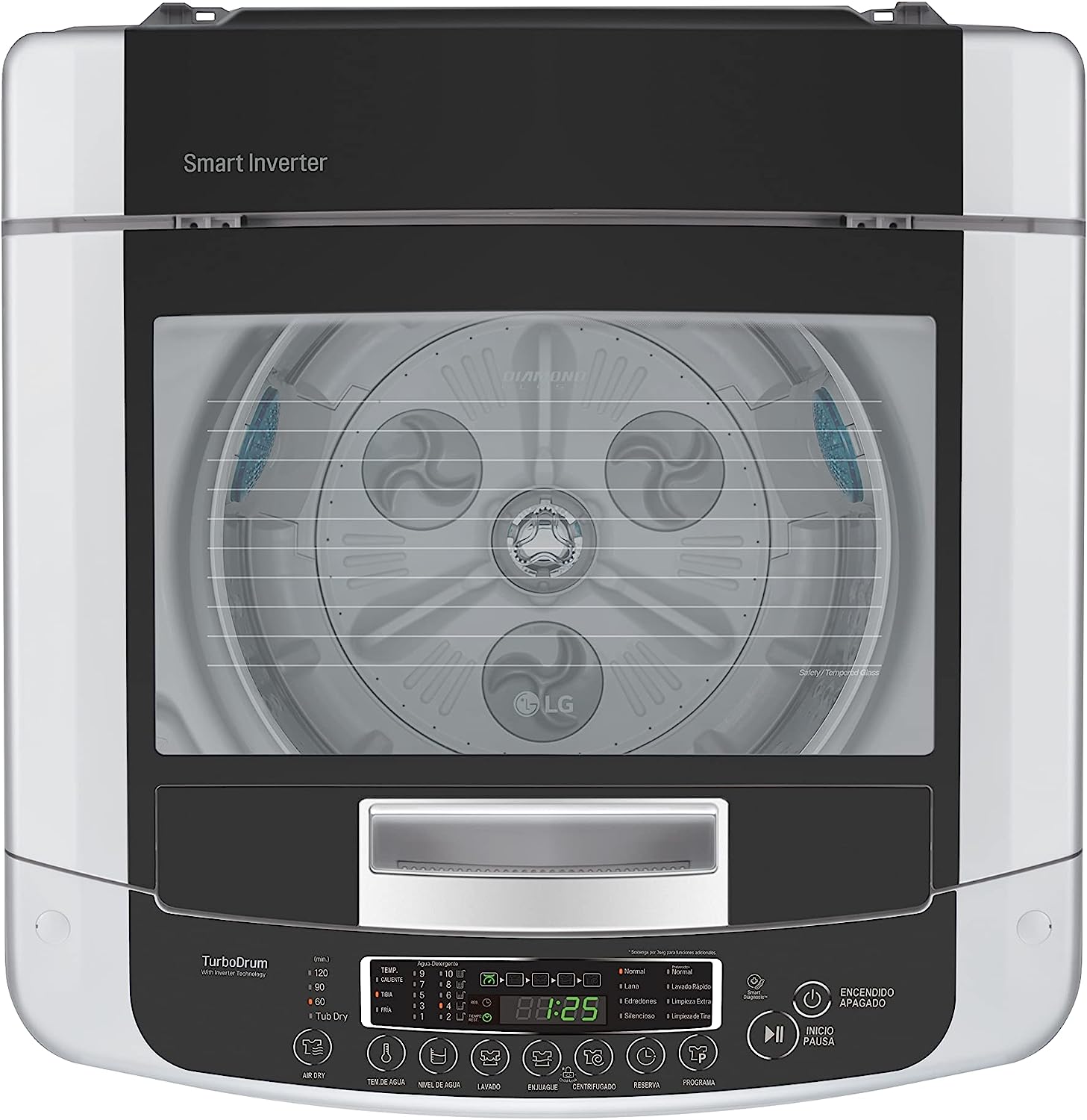 ال جي غسالة ملابس فوق اتوماتيك ديجيتال بتكنولوجيا سمارت انفرتر، 11 كيلو، فضي - T1165NEHGH - الصورة 3