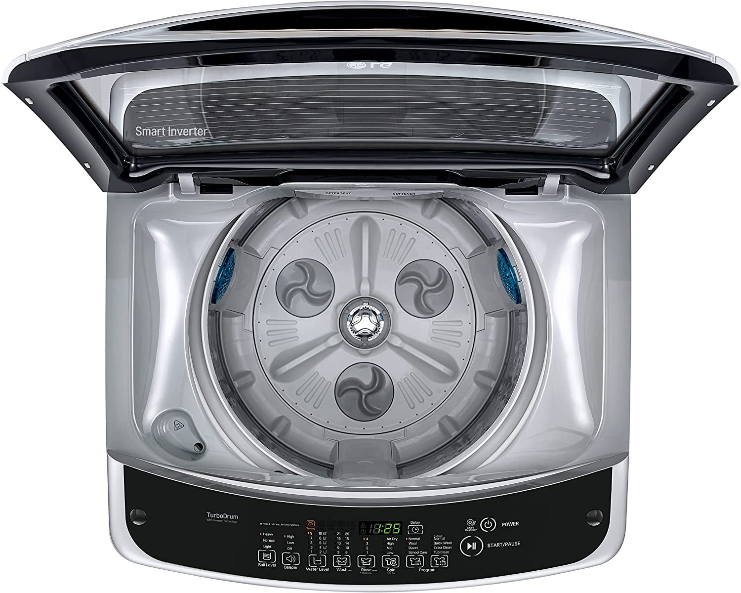 ال جي غسالة ملابس فوق اوتوماتيك ، سعة 12 كيلو ، محرك انفرتر ذكي ، فضي - T1288NEHGE - الصورة 4