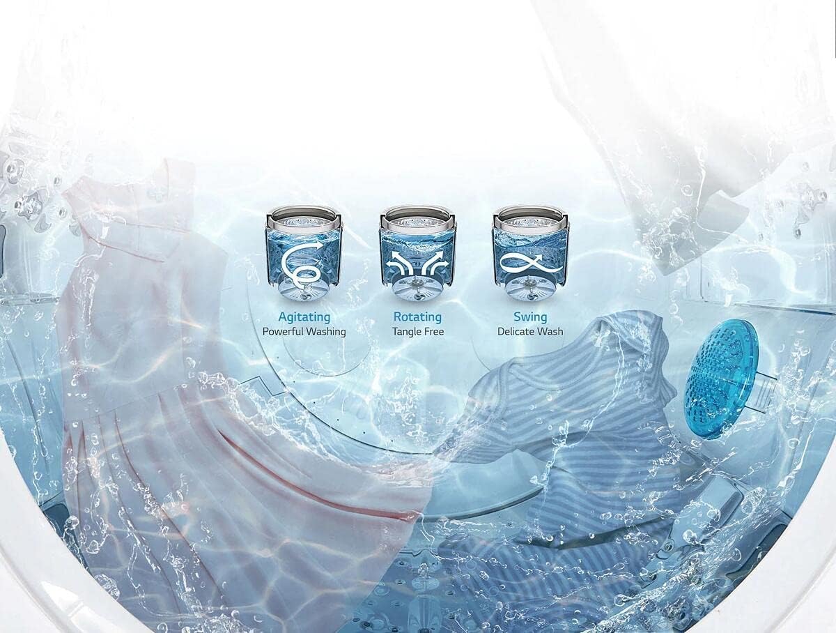 ال جي غسالة ملابس فوق اوتوماتيك ، سعة 12 كيلو ، محرك انفرتر ذكي ، فضي - T1288NEHGE - الصورة 3