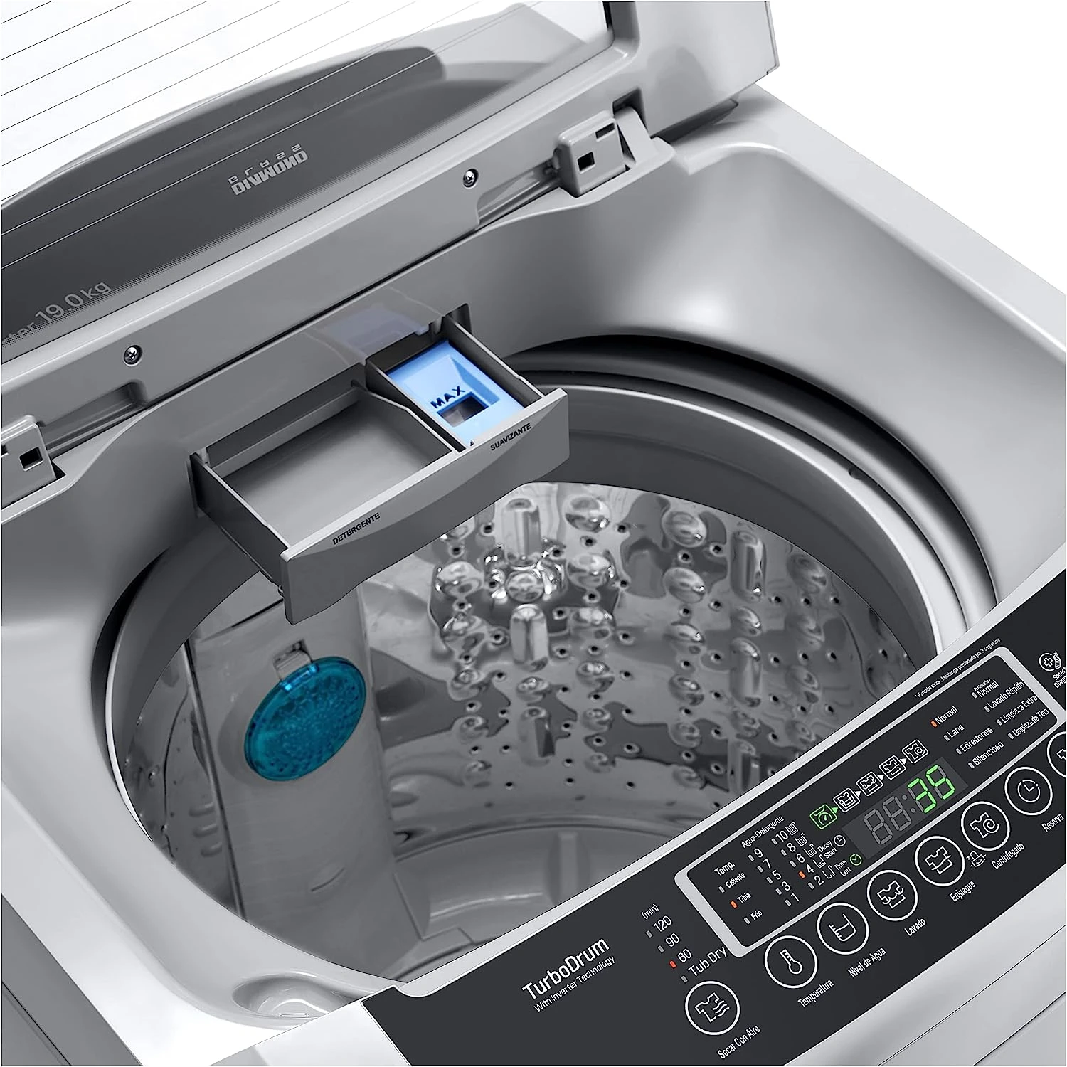 LG Digital Top Automatic Washing Machine With Smart Inverter Motor , 18.5 Kg , Middle Free Silver - T1885Nehte - Image 4