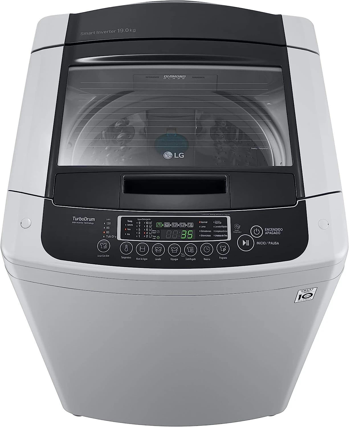 LG Digital Top Automatic Washing Machine With Smart Inverter Motor , 18.5 Kg , Middle Free Silver - T1885Nehte - Image 3