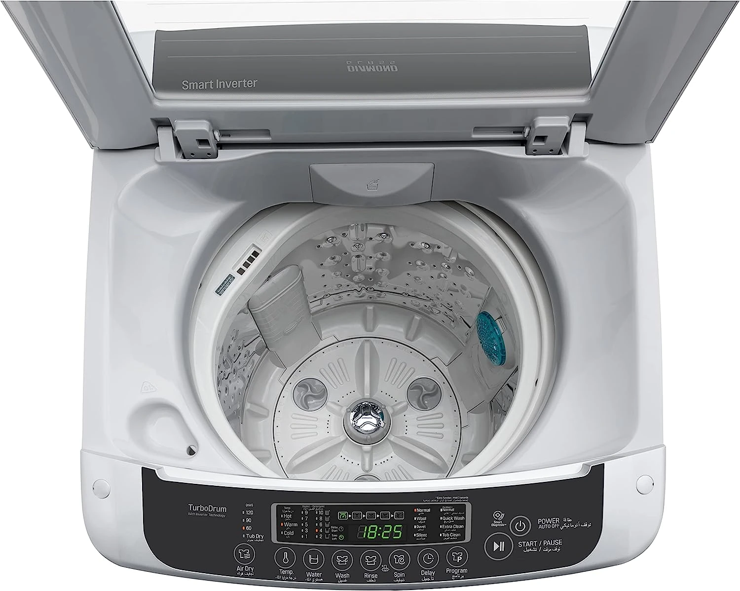 LG Digital Top Automatic Washing Machine With Smart Inverter Motor , 18.5 Kg , Middle Free Silver - T1885Nehte - Image 2