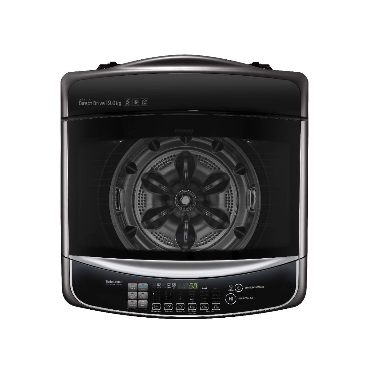 غسالة ملابس اوتوماتيك ال جي تحميل علوي، 18.5 كجم، اسود - T1993EFHSC2 - الصورة 3