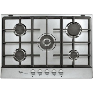 WHIRLPOOL BUILT-IN EXLIUM GAS HOB 75CM 5 BURNERS CAST IRON STAINLESS STEEL AKR 348/IXL