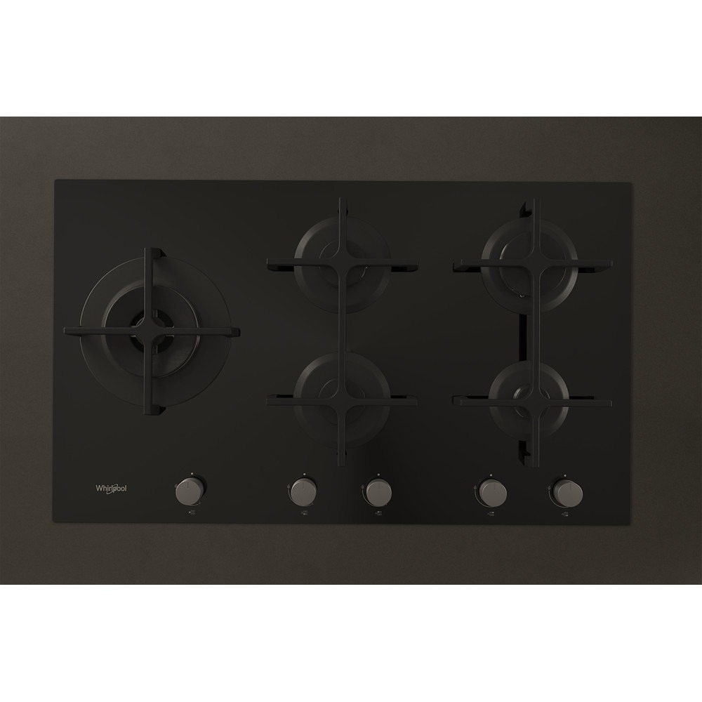 WHIRLPOOL BUILT-IN GAS HOB 90CM 5 BURNERS GLASS BLACK GOW 9523 NB