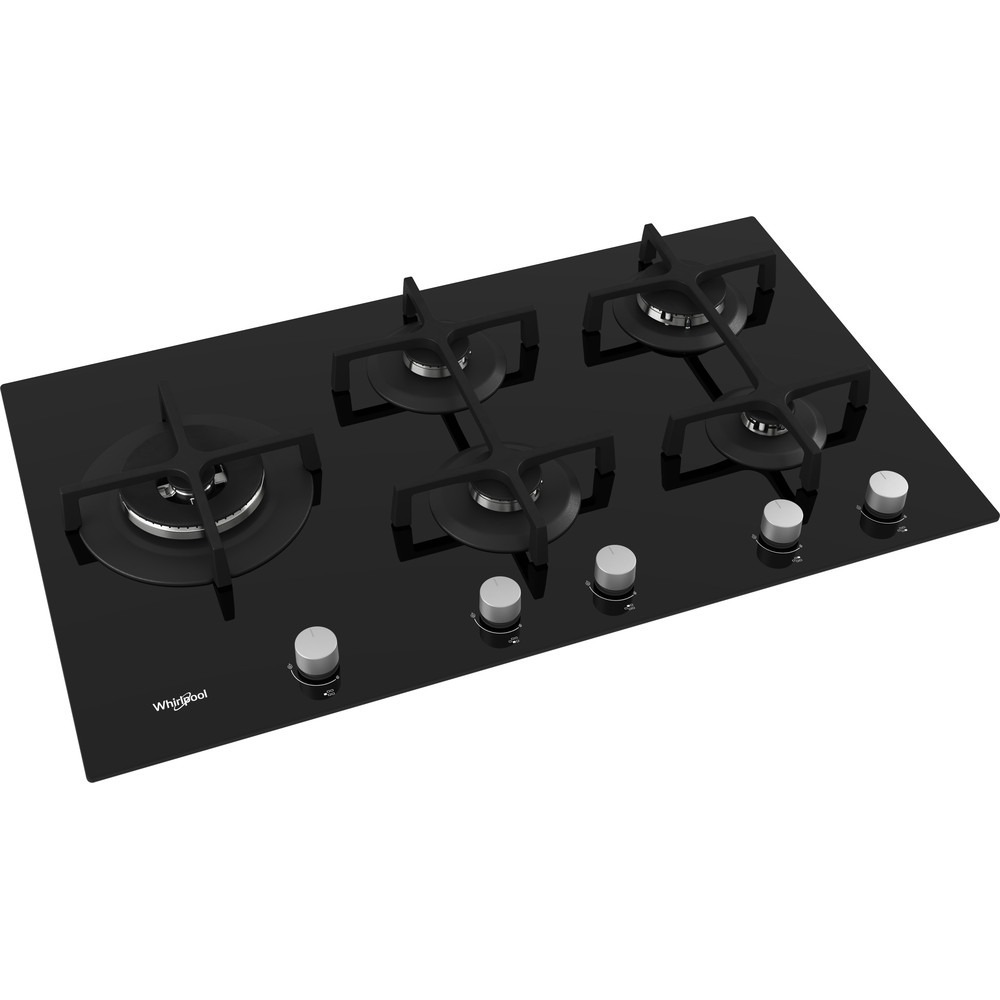 WHIRLPOOL BUILT-IN GAS HOB 90CM 5 BURNERS GLASS BLACK GOW 9523 NB - Image 3