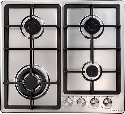 Kenwood Stainless Steel Built-in Gas Hob Stove, 4 Burners 60 cm Width HOB60.000SS