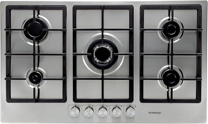 Kenwood Stainless Steel Built-in Gas Hob Stove, 5 Burners 90 cm Width HOB90.000SS
