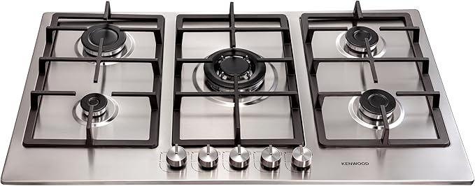 Kenwood Stainless Steel Built-in Gas Hob Stove, 5 Burners 90 cm Width HOB90.000SS - Image 2